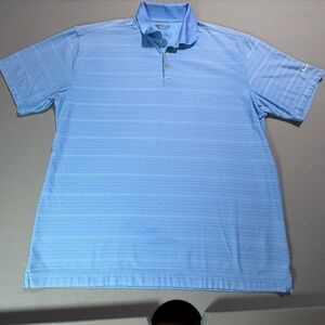 Nike Men's Light Blue Striped Polo Shirt